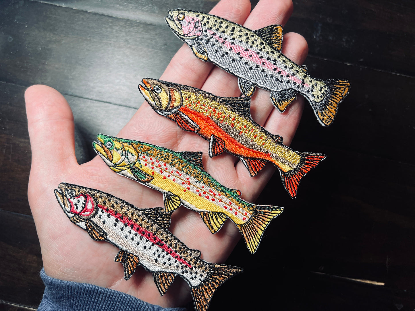 Trout Patch Set of 4 Patches | Rainbow (x2), Brook, Brown