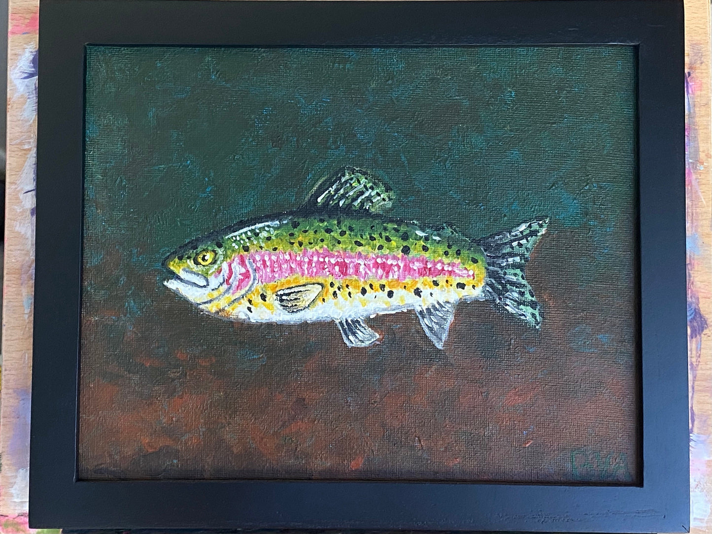 Rainbow Trout Acrylic Painting on Canvas Board