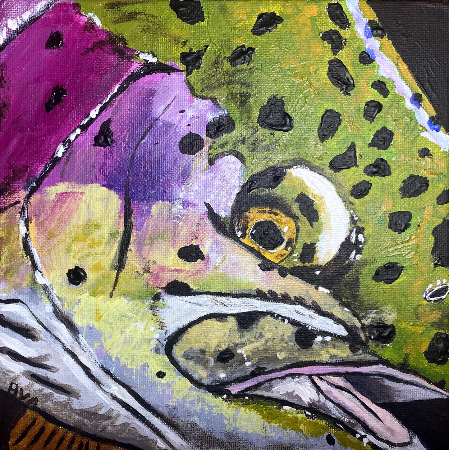 Colorful Rainbow Trout Acrylic Painting | Original Artwork on Canvas Board