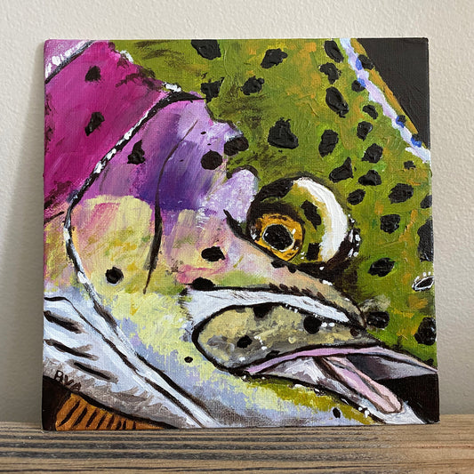 Colorful Rainbow Trout Acrylic Painting | Original Artwork on Canvas Board