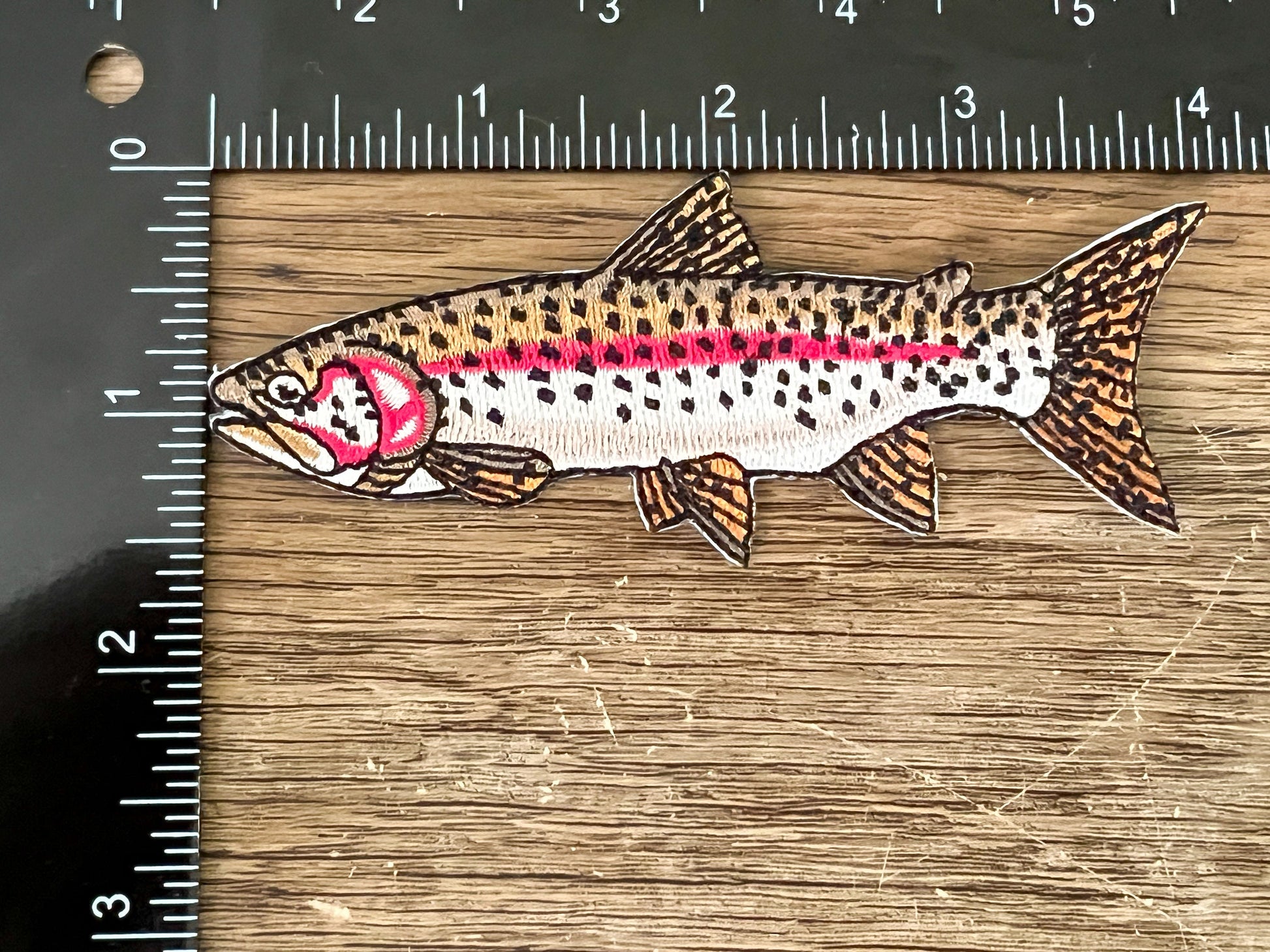 Fly Fish Wyoming Patch, Trout Pattern Iron On Patches - rainbow